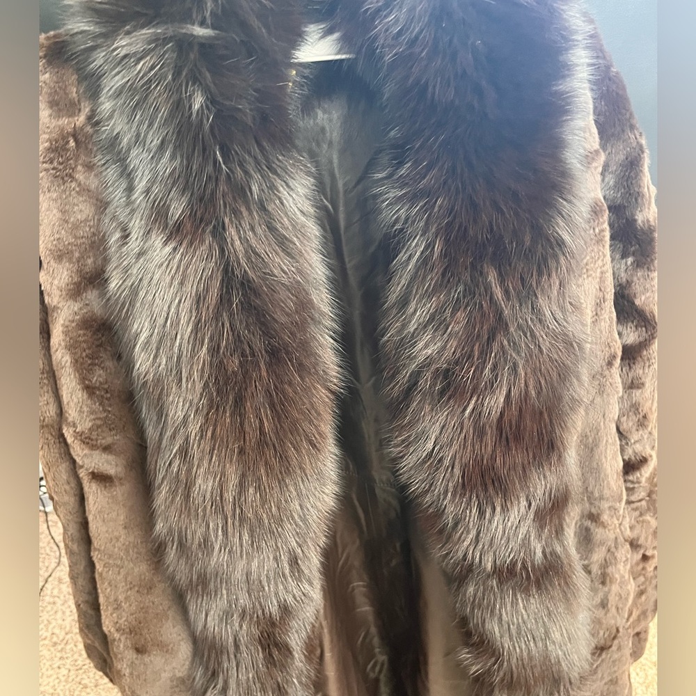 Vintage real leather and faux fur coat